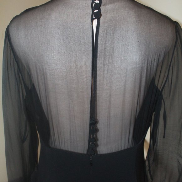 Louis Feraud Long black silk dress made by Joy Cherry size 42 - Picture 9 of 15